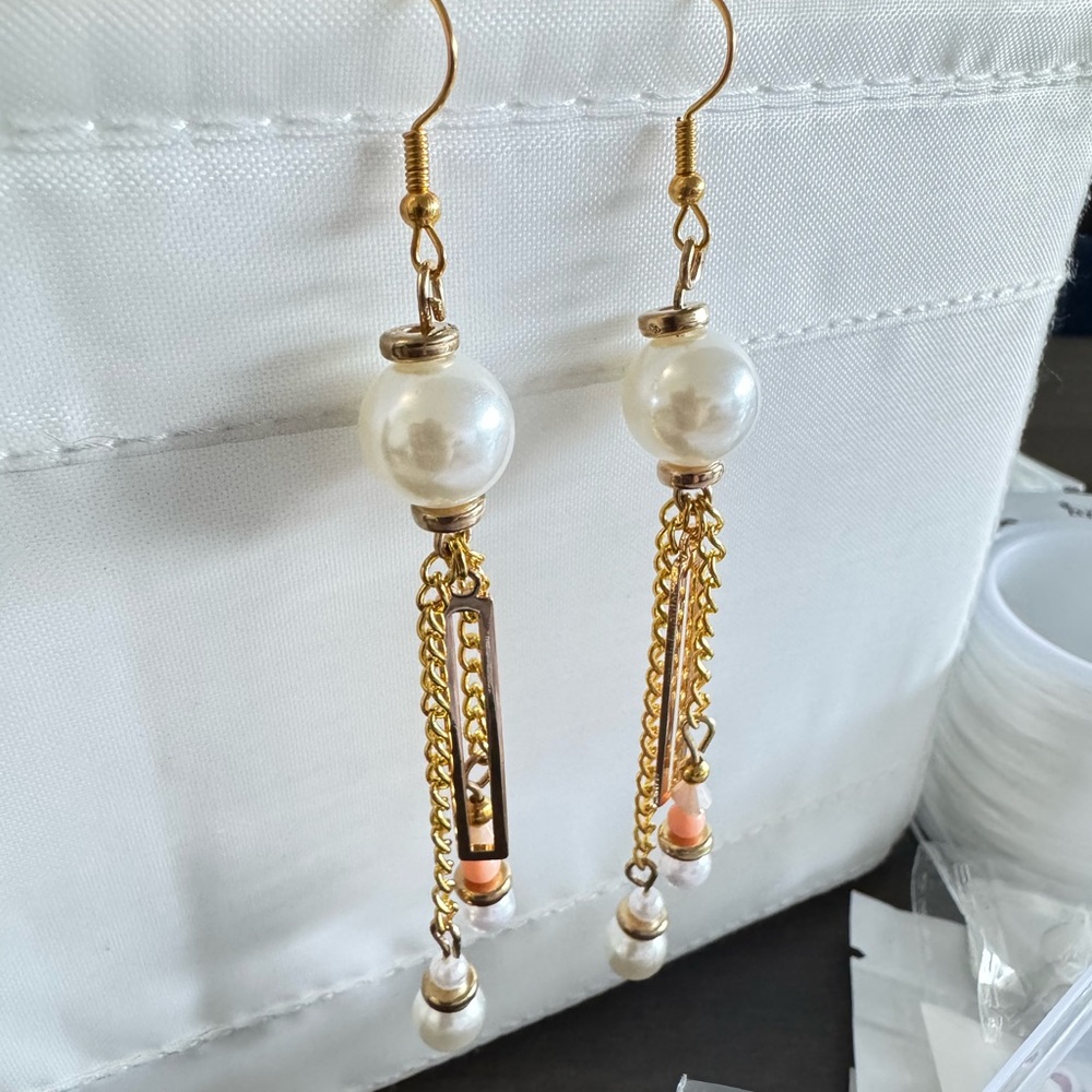 Elegant Gold Pearl Tassel Earrings